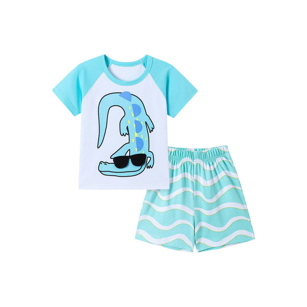 MyKids-USA® Baby Kids Boys Short Sleeves Cartoon Animals Pattern T-shirt and Shorts Clothing Set