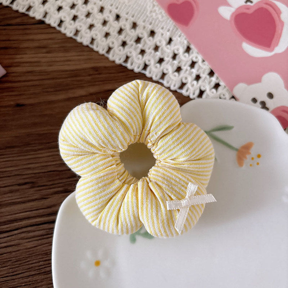 MyKids-USA® Charming Floral Hair Tie for Girls – Padded Fabric Bow Scrunchie