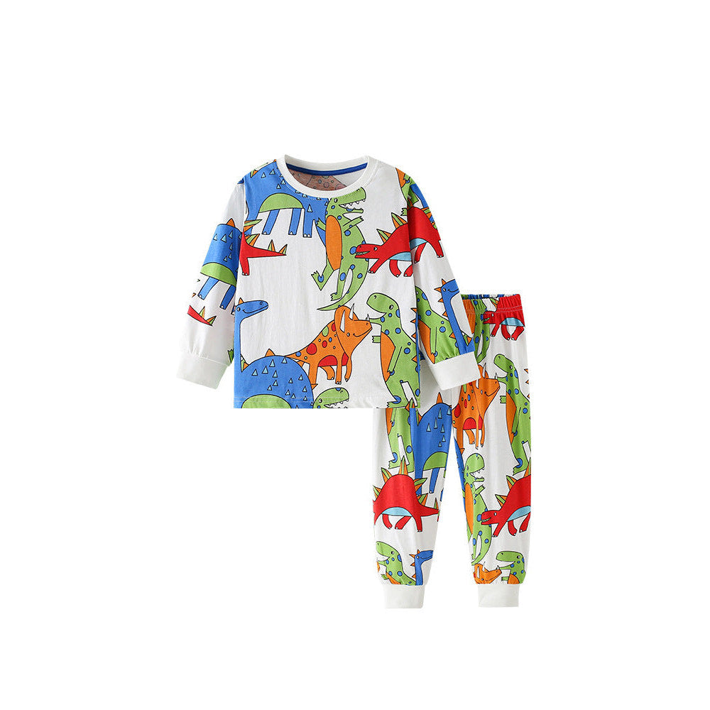 MyKids-USA® Spring and Autumn Boys Cartoon Dinosaur Pattern Long Sleeves Top and Pants Clothing Set