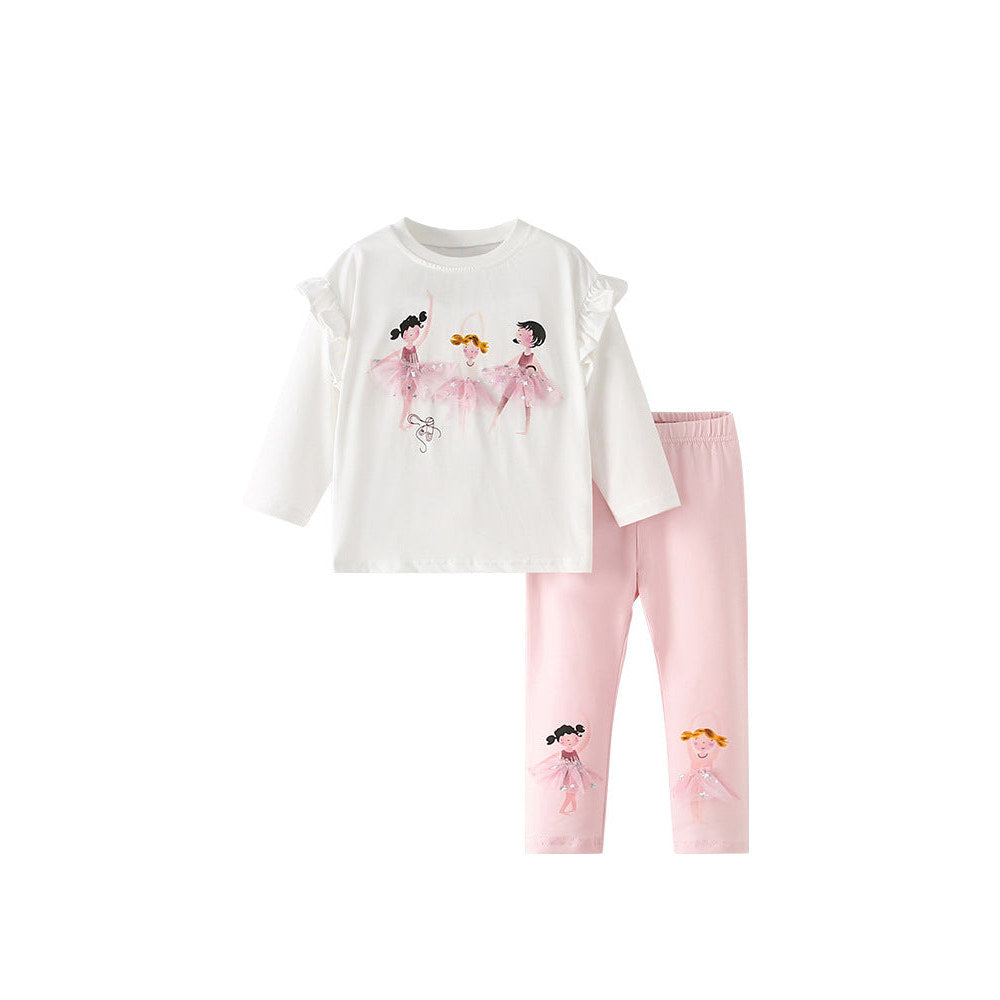 MyKids-USA® Spring and Autumn Girls Cartoon Pattern Long Sleeves Top and Pants Clothing Set