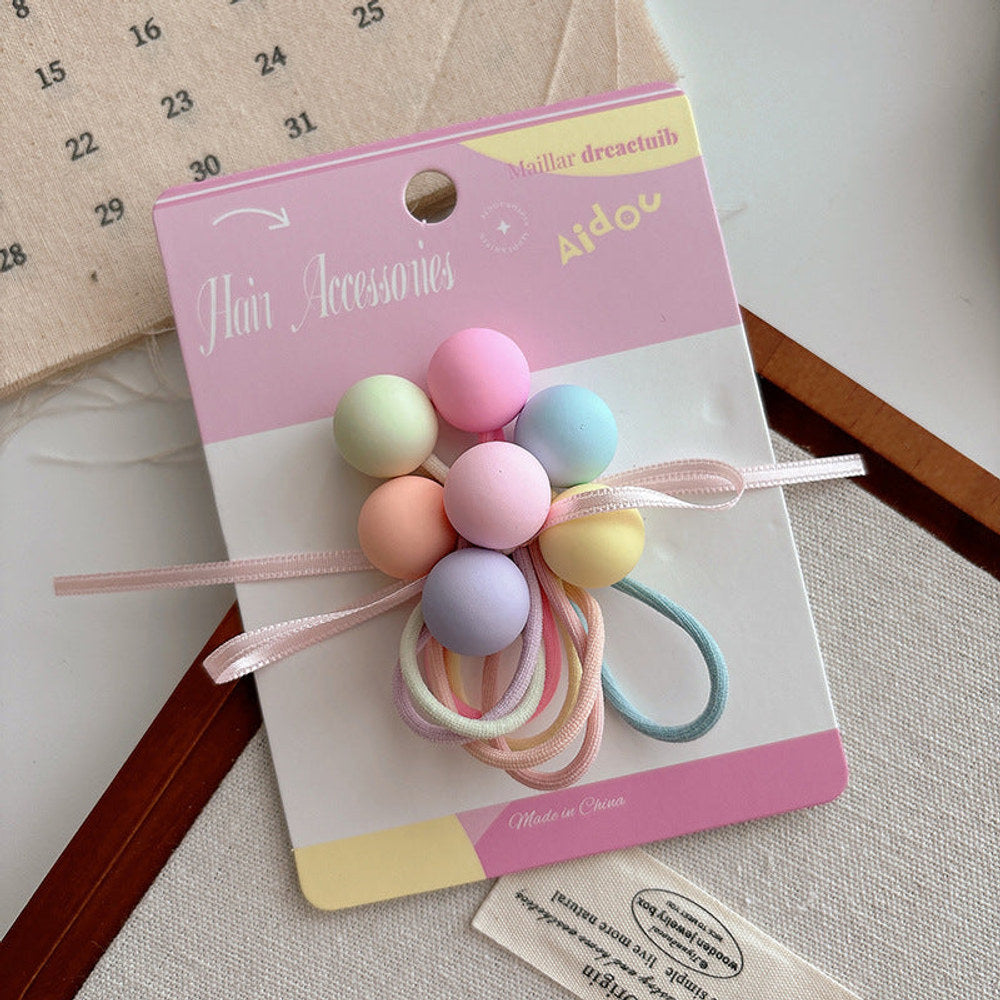 MyKids-USA® Collection of 7 Versatile Cute Geometric Shape Decorated Hair Ties