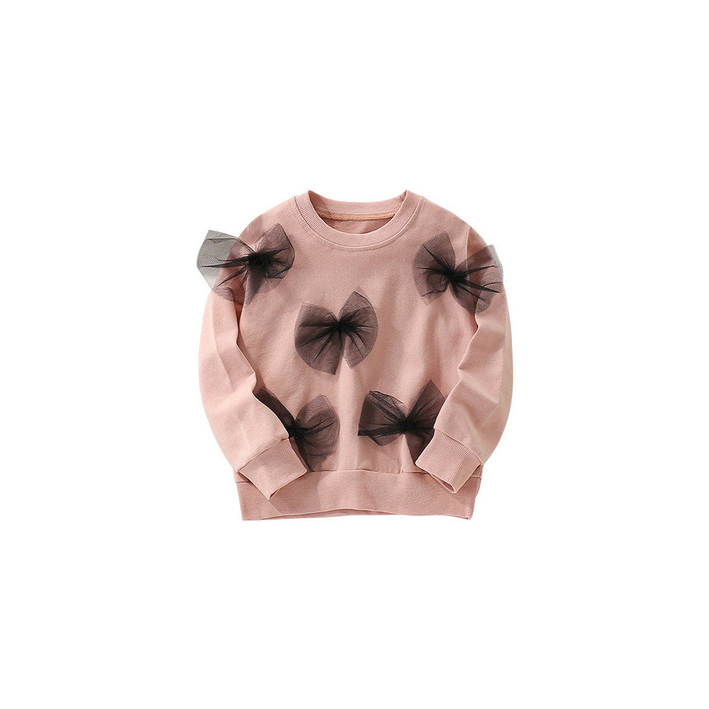 MyKids-USA® Long Sleeves Pullover with Tulle Decoration for Stylish Girls