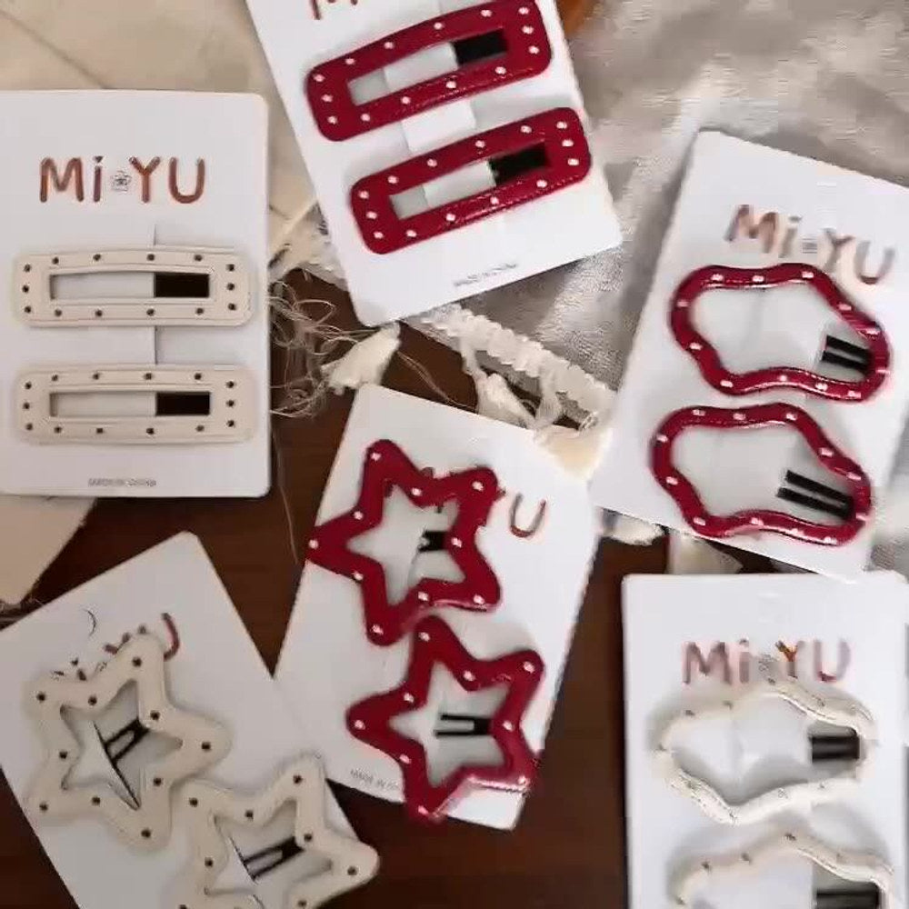 MyKids-USA® Collection of 2 Versatile Geometric Shape Dots Pattern Hair Clips