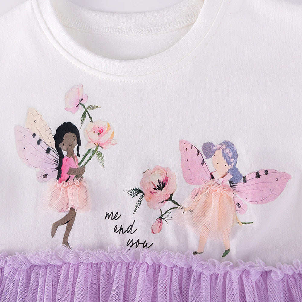 MyKids-USA® Summer Arrival Cartoon Pattern Short Sleeves Crew Neck Dress for Stylish Girls