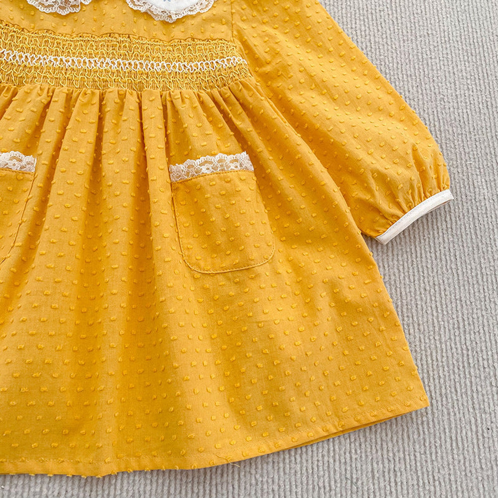 MyKids-USA® Arrival Spring and Autumn Flowers Pattern Lace Trim Baby Kids Girls Onesies and Dress – Princess Sister Matching Set