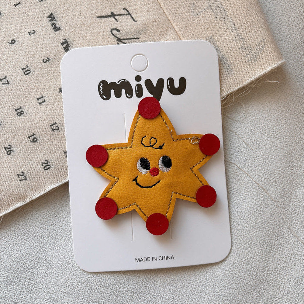MyKids-USA® Cartoon Leather Hair Clips for Girls – Cute Style Side Hair Accessories