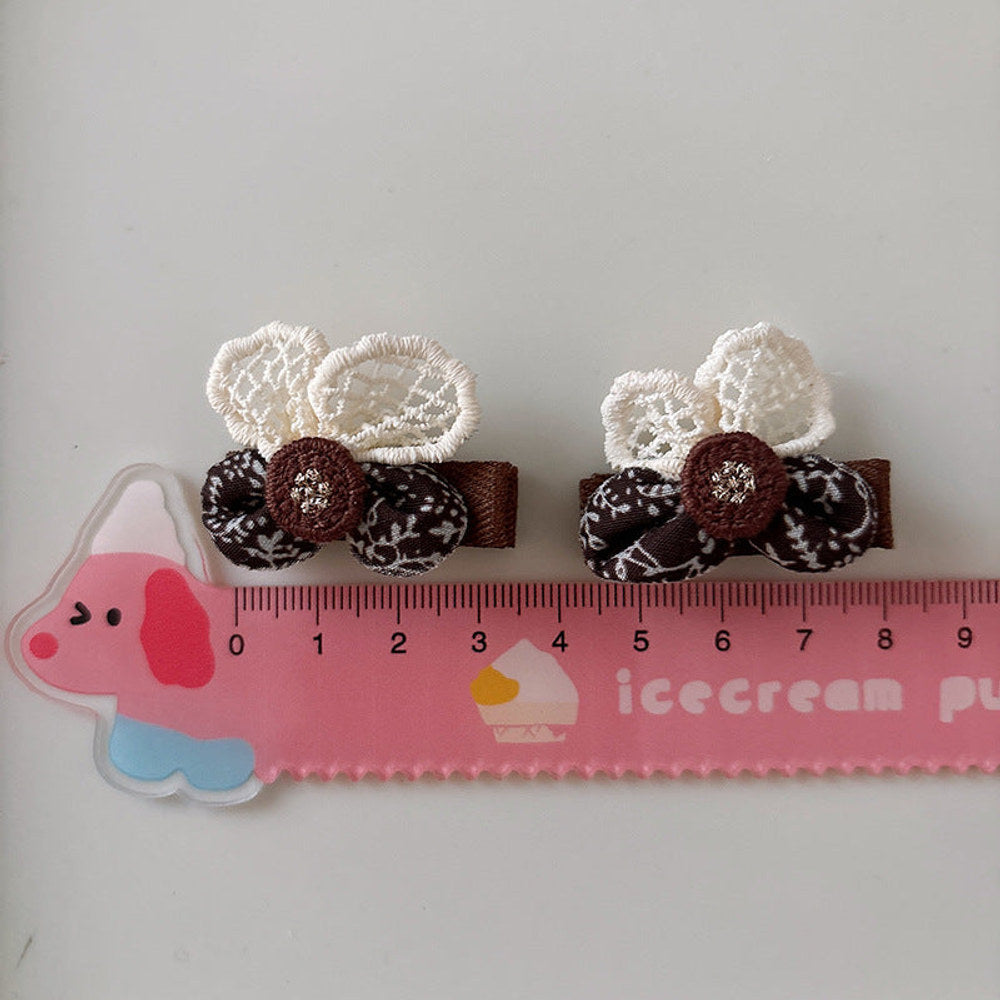 MyKids-USA® Collection of 2 Versatile Cute Shape and Lace Decorated Hair Ties and Hair Clips