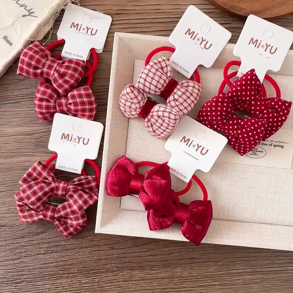 MyKids-USA® Collection of 2 Versatile Butterfly-bows Decorated Hair Ties
