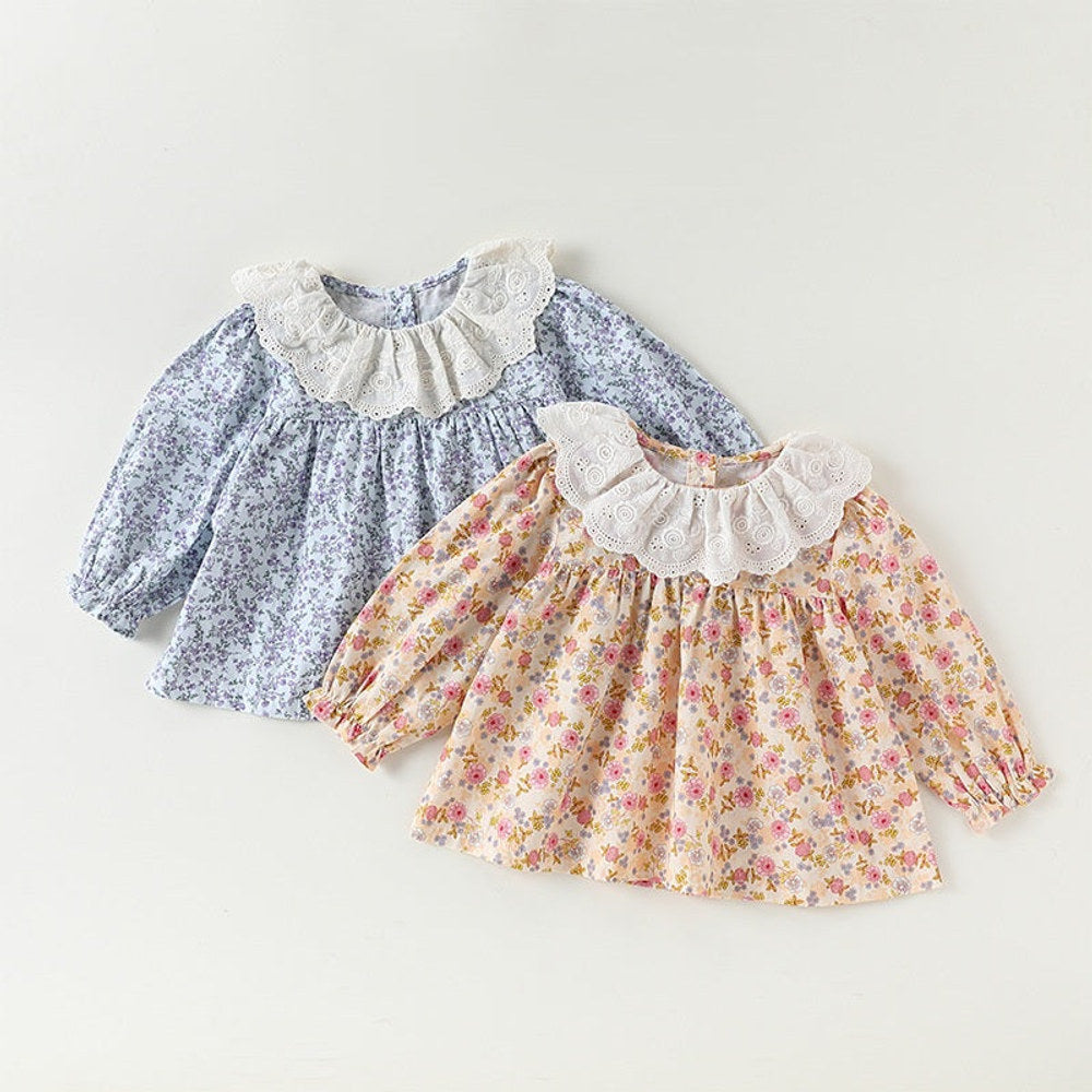 MyKids-USA® Baby Kids Girls Floral Pattern Ruffle Collar Top