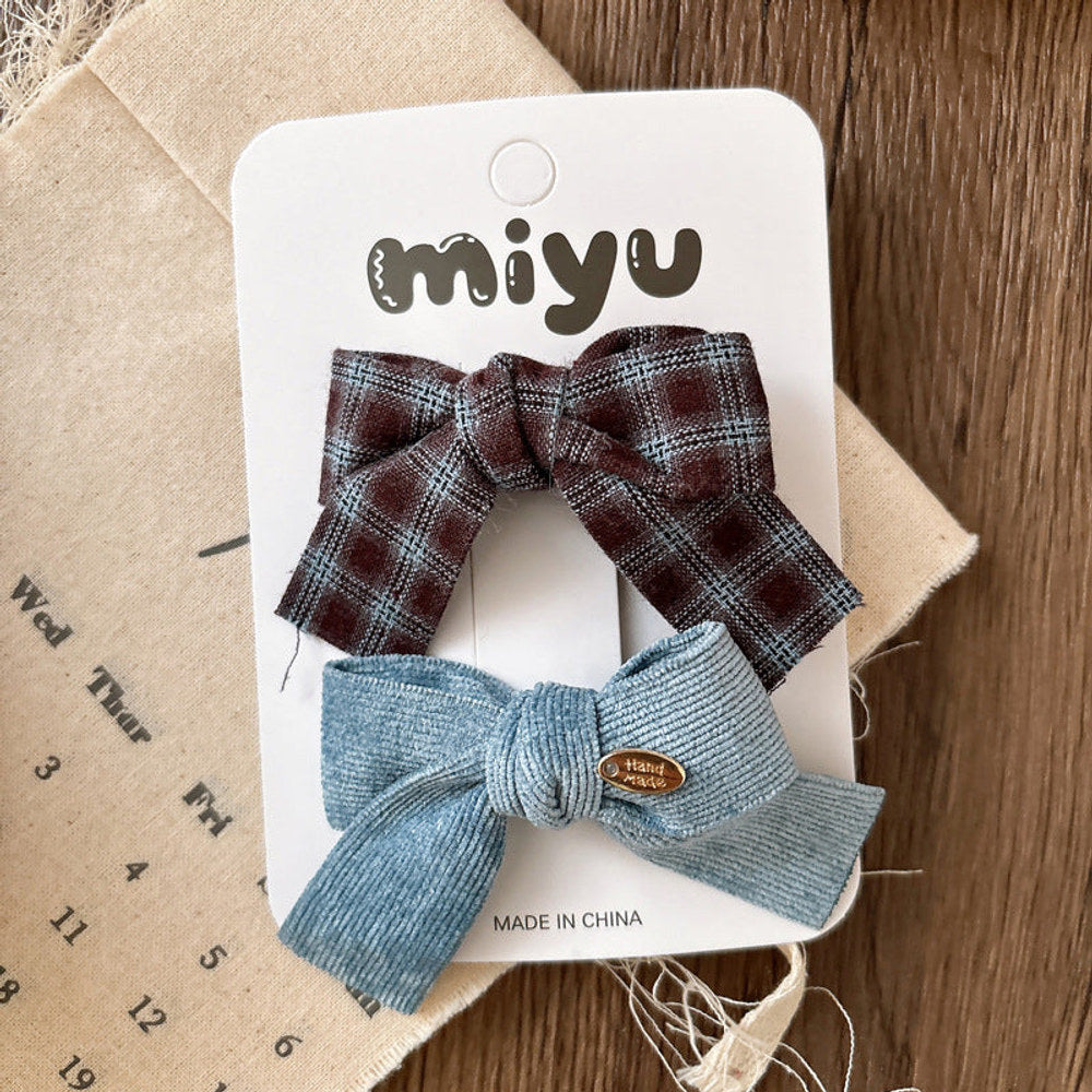 MyKids-USA® Collection of 2 Vintage Cloth Design Hair Clips