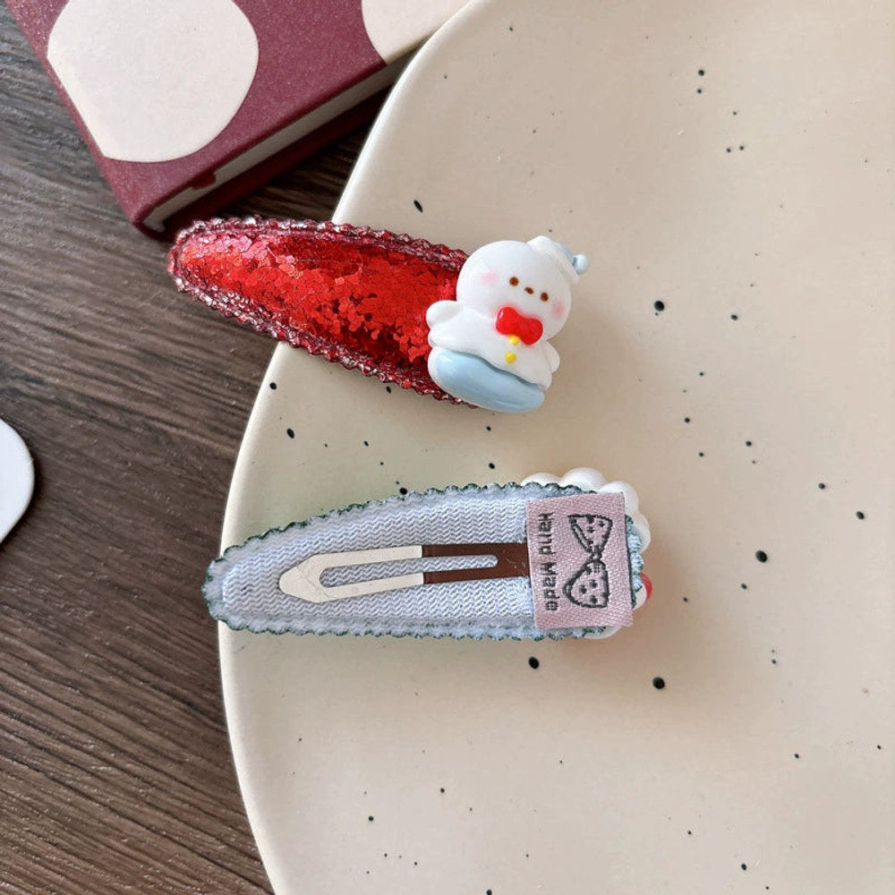 MyKids-USA® Collection of 2 Versatile Cute Christmas Cartoon Hair Clips