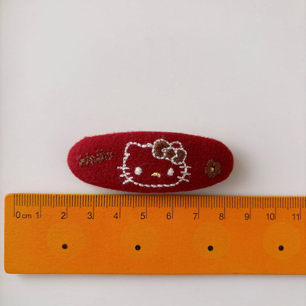 MyKids-USA® Collection of 2 Cute Red Color Plaid or Cartoon Pattern Hair Clips