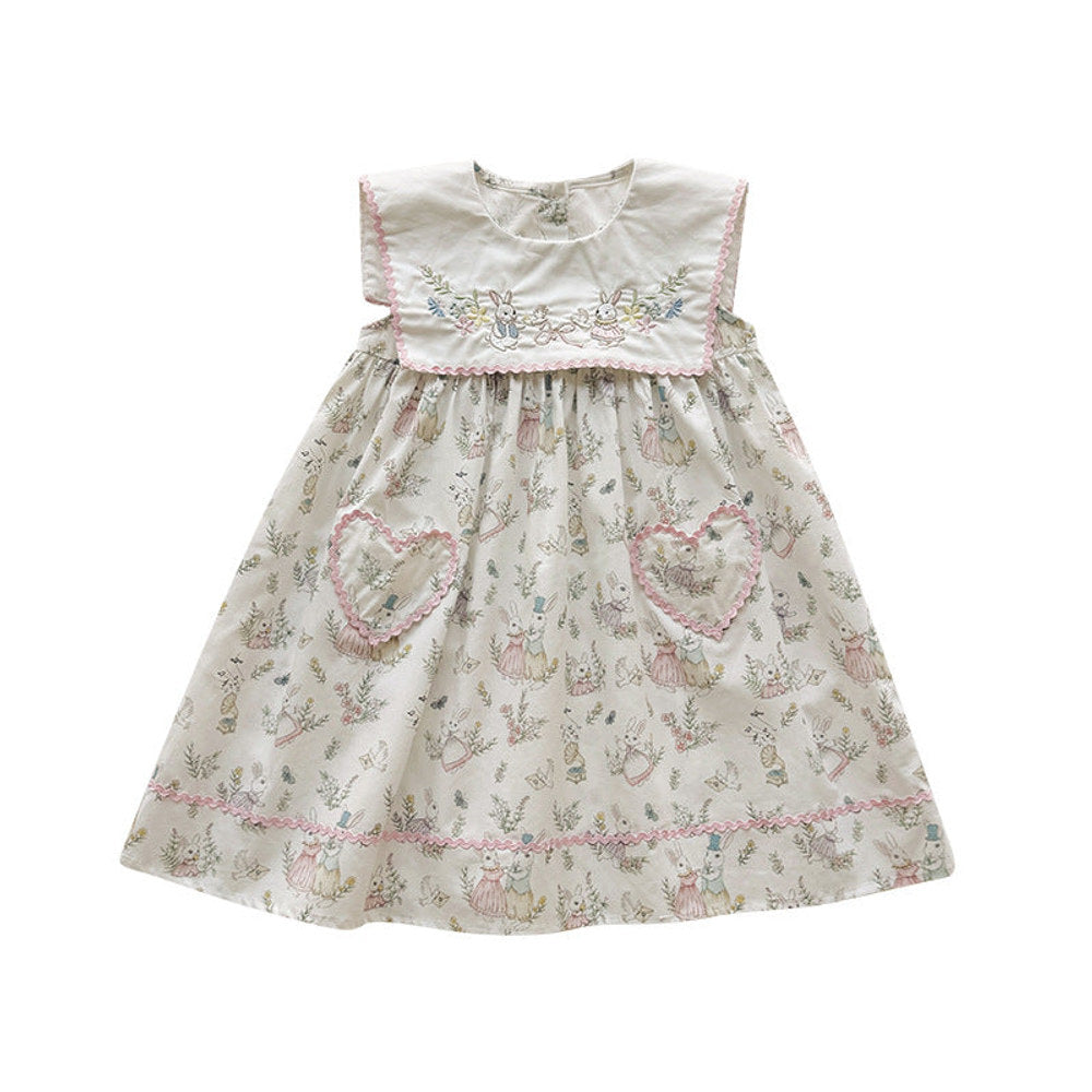 MyKids-USA® Baby Girls Sleeveless Cartoon and Flowers Pattern Dress