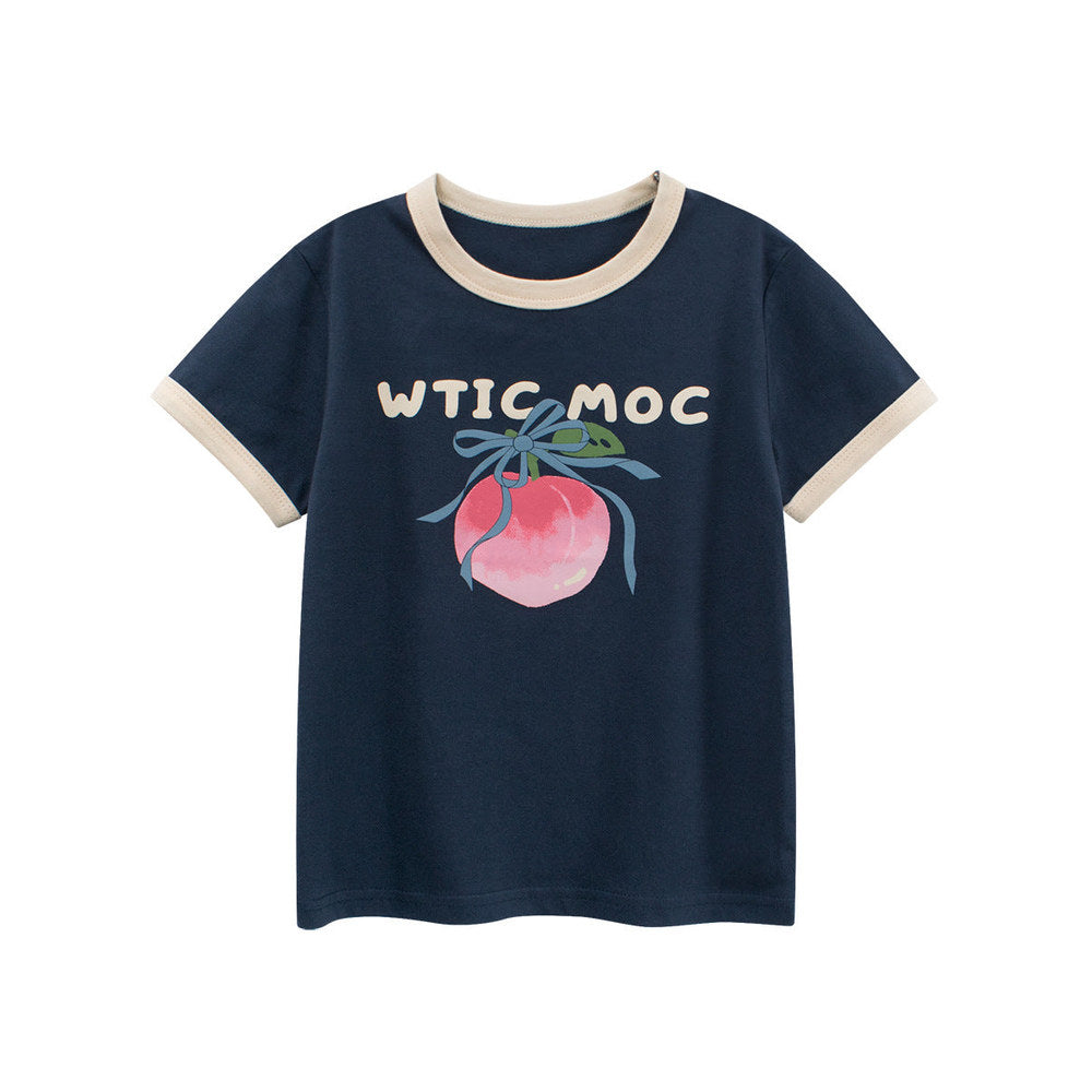 MyKids-USA® Girls’ Fruits and Letters Pattern T-shirt in European and American Style