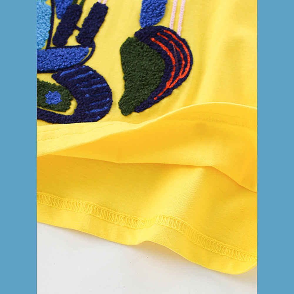 MyKids-USA® Summer Boys’ Fluffy Embroidery Pattern T-shirt in European and American Style