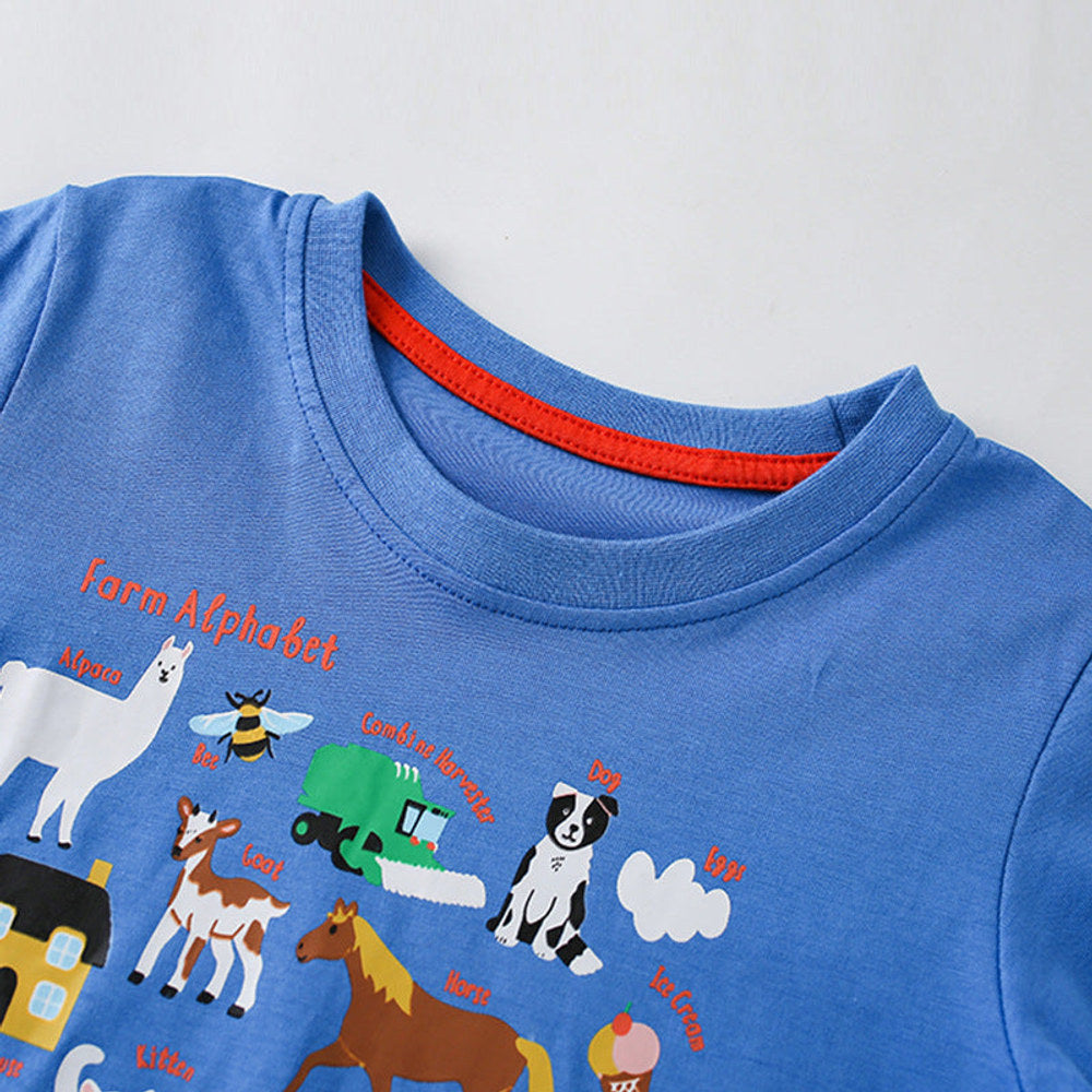 MyKids-USA® Summer Boys’ Animals Cartoon and Letters Pattern T-shirt