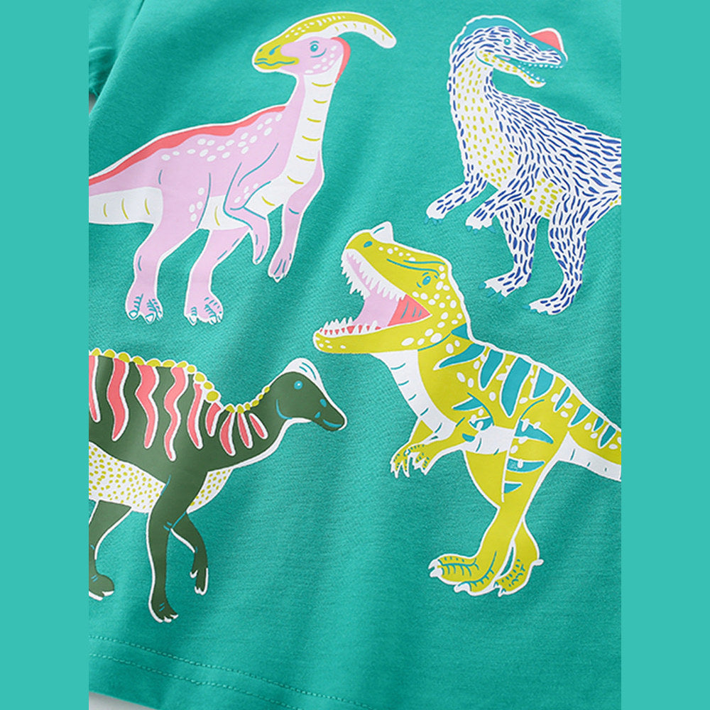 MyKids-USA® Boys’ Green Animals Pattern T-shirt
