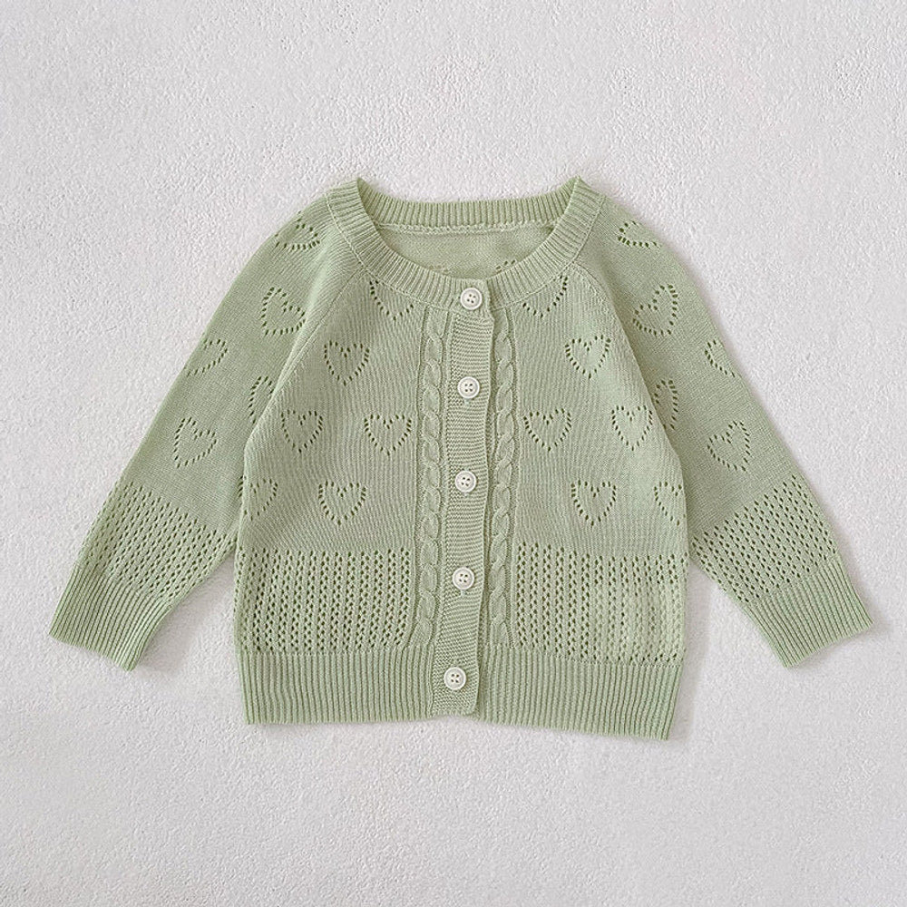 MyKids-USA® Baby Unisex Comfortable Hollow-out Hearts Pattern Knitted Long Sleeves Top