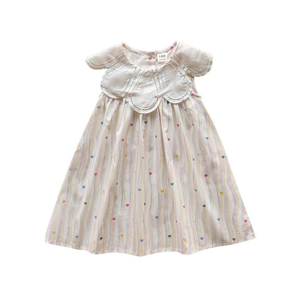 MyKids-USA® Baby Girls Sleeveless Striped and Hearts Pattern Dress