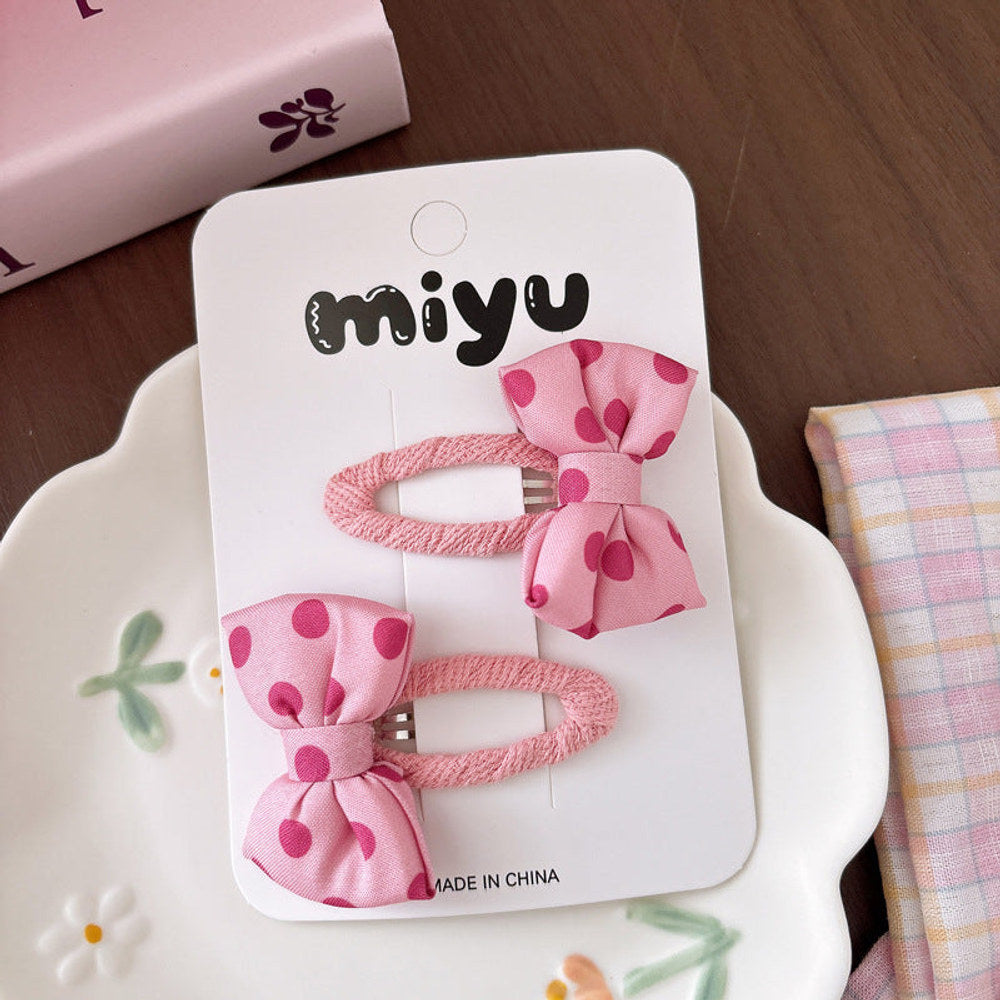 MyKids-USA® Collection of 2 Cute Butterfly-bow Decorated Hair Clips