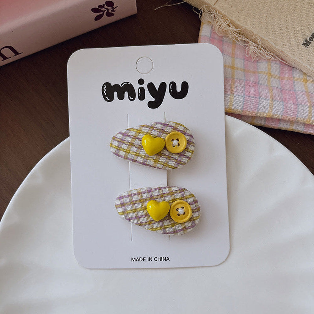 MyKids-USA® Collection of 2 Cute Geometric or Flowers Pattern Hair Clips