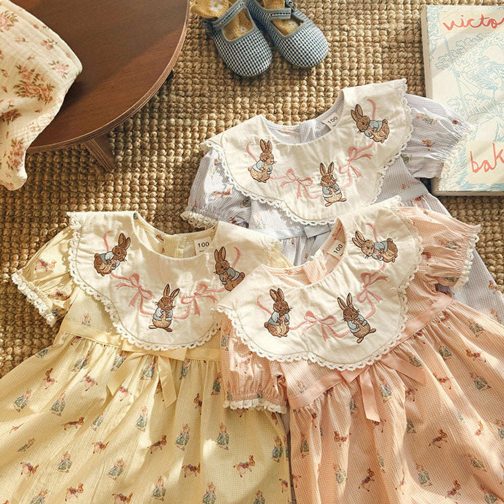 MyKids-USA® Baby Girls Short Sleeves Animals Cartoon Pattern Dress
