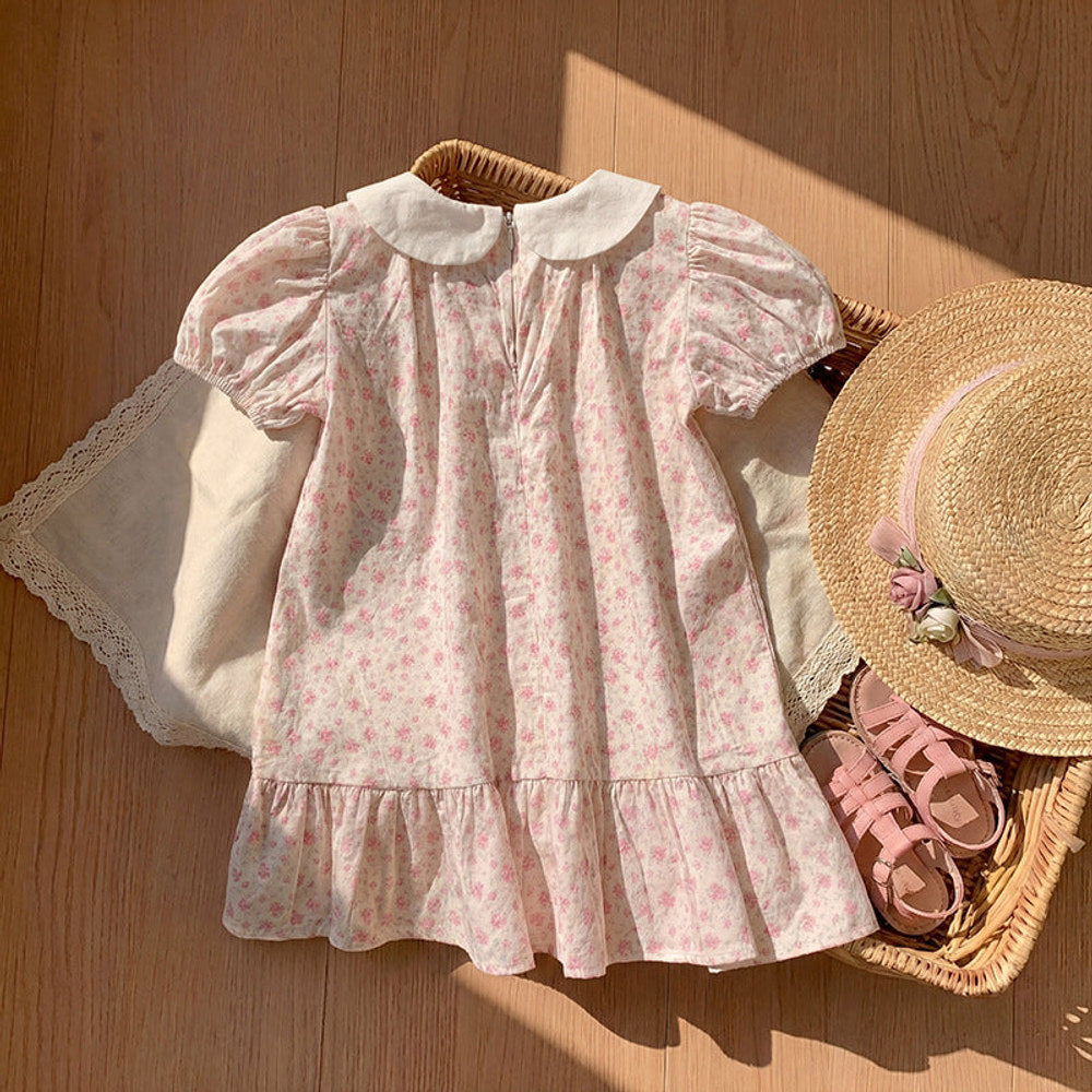 MyKids-USA® Baby Girls Short Sleeves Flowers and Strawberry Pattern Dress