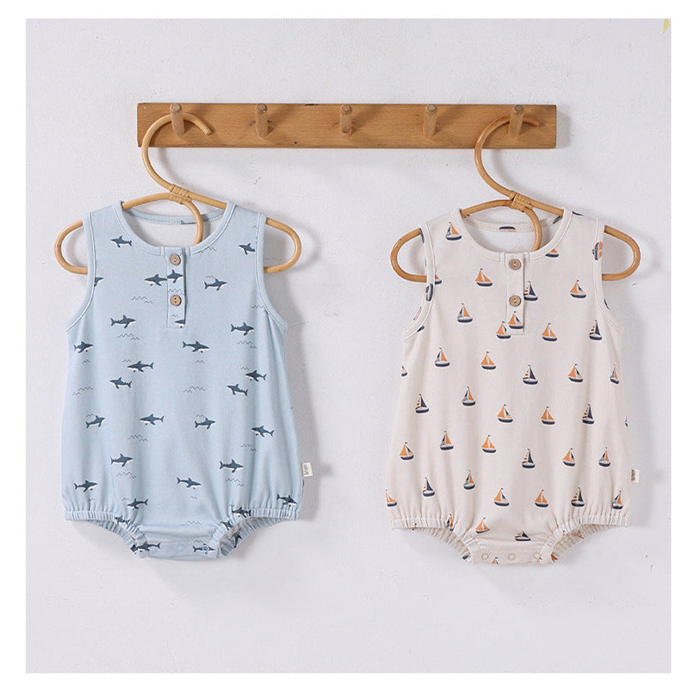 MyKids-USA® Summer Arrival Baby Boys and Girls Sleeveless Marine Pattern Bodysuit