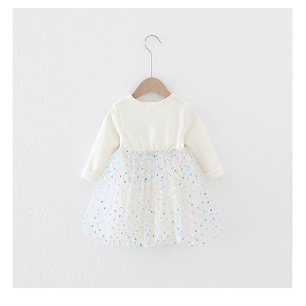MyKids-USA® Winter Baby Kids Girls Long Sleeves Dots Pattern Tulle Patchwork Dress