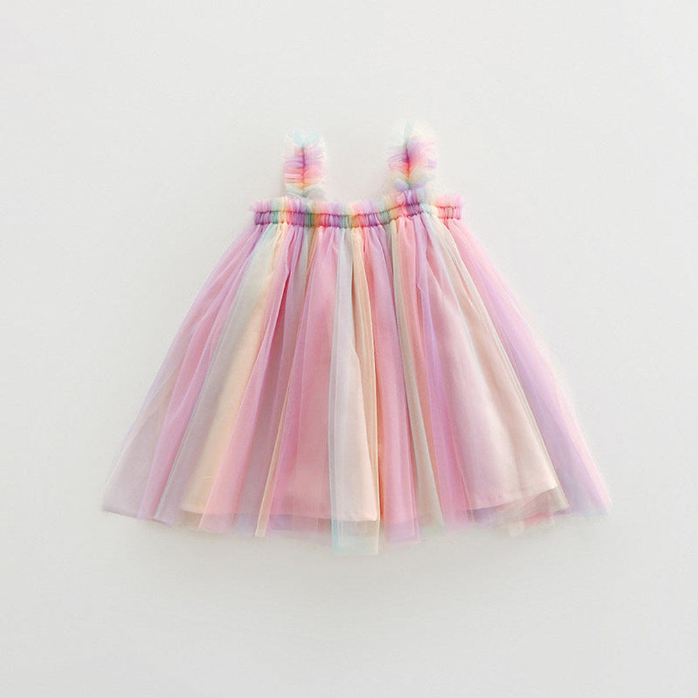 MyKids-USA® Summer Baby Kids Girls Sleeveless Gradient Tulle Strap Dress