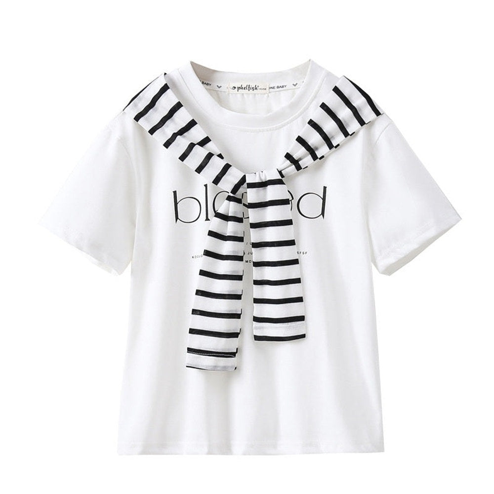 MyKids-USA® Arrival Summer Baby Kids Girls Short Sleeves Letters Pattern T-shirt and Lace Trim Jeans Sets