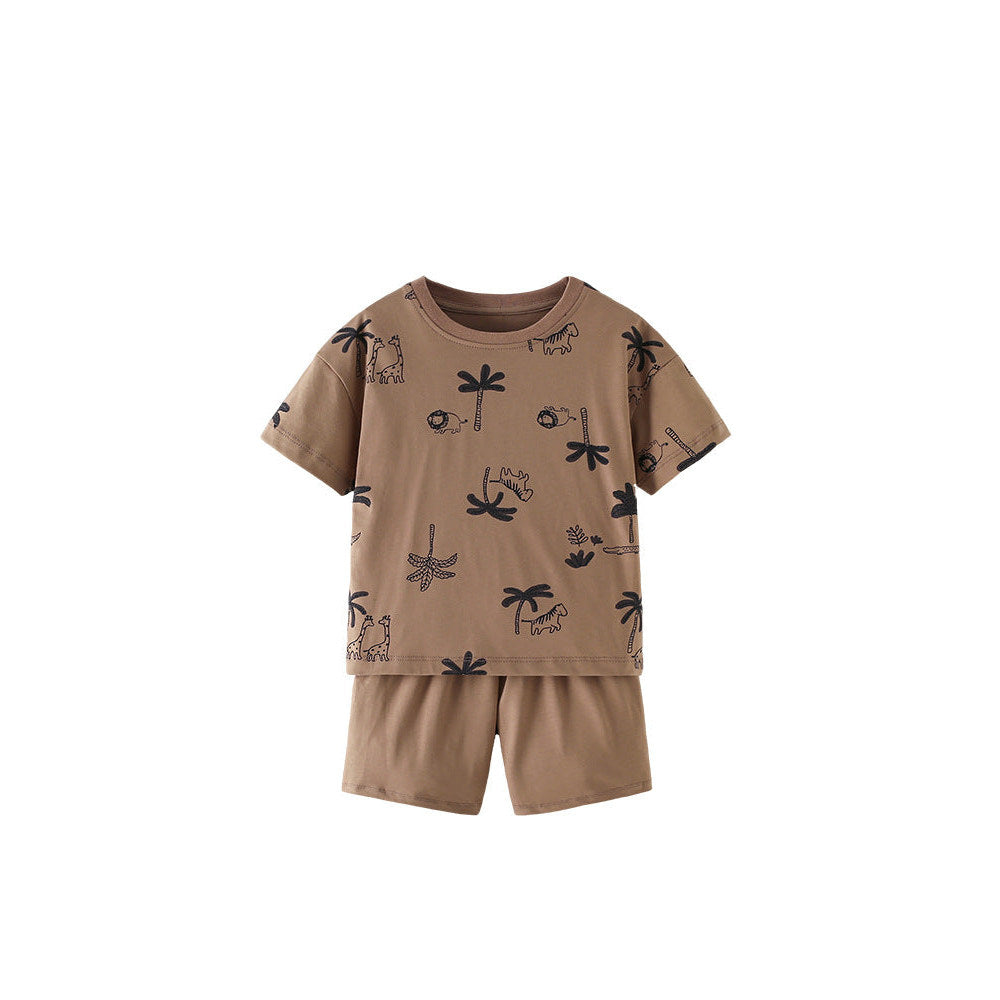 MyKids-USA® Arrival Summer Baby Kids Boys Short Sleeves Palm Tree Pattern T-shirt and Shorts Clothing Set