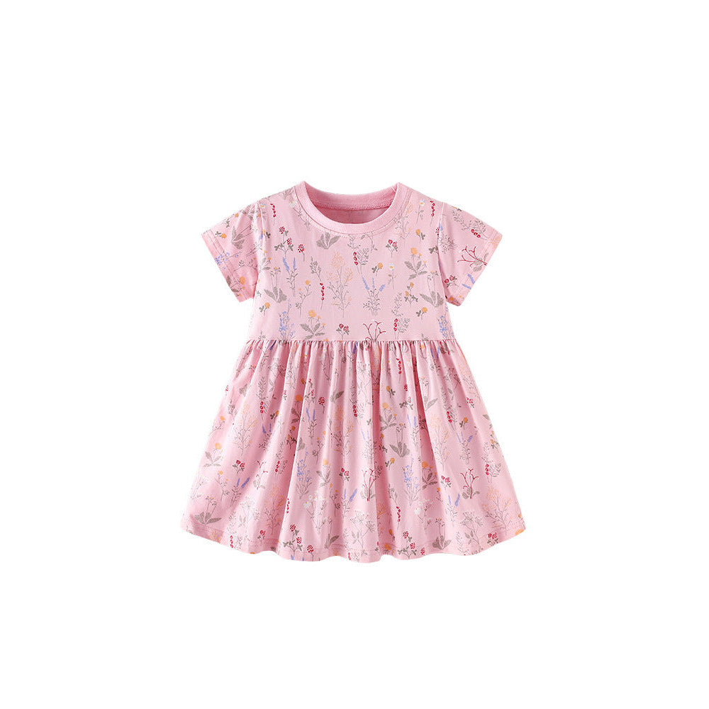 MyKids-USA® Summer Baby Kids Girls Short Sleeves Floral Pattern Dress