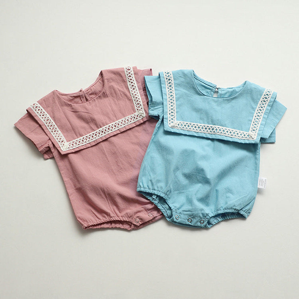 MyKids-USA® Design Summer Baby Kids Short Sleeves Color Patchwork Bodysuit with Hat