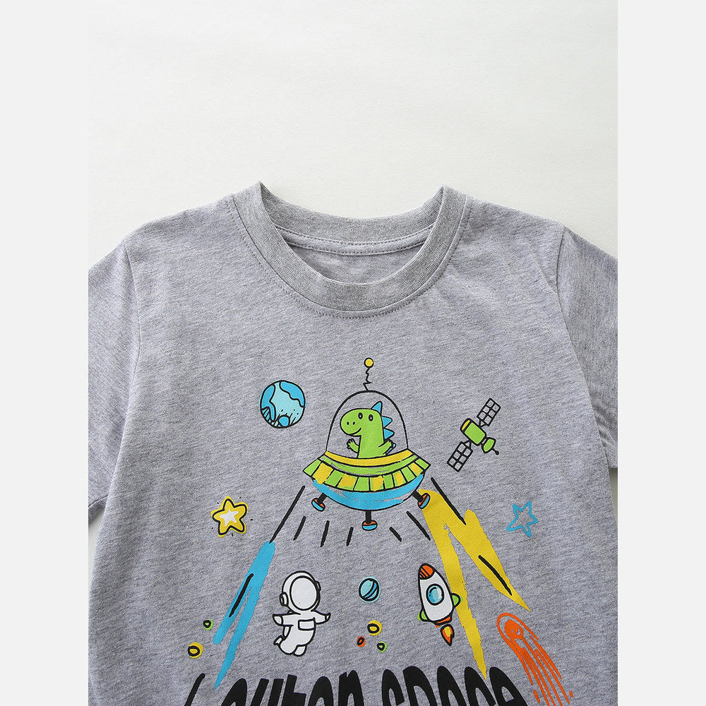 MyKids-USA® Baby Kids Letter and Cartoon Pattern T-shirt Clothing Set for Boys