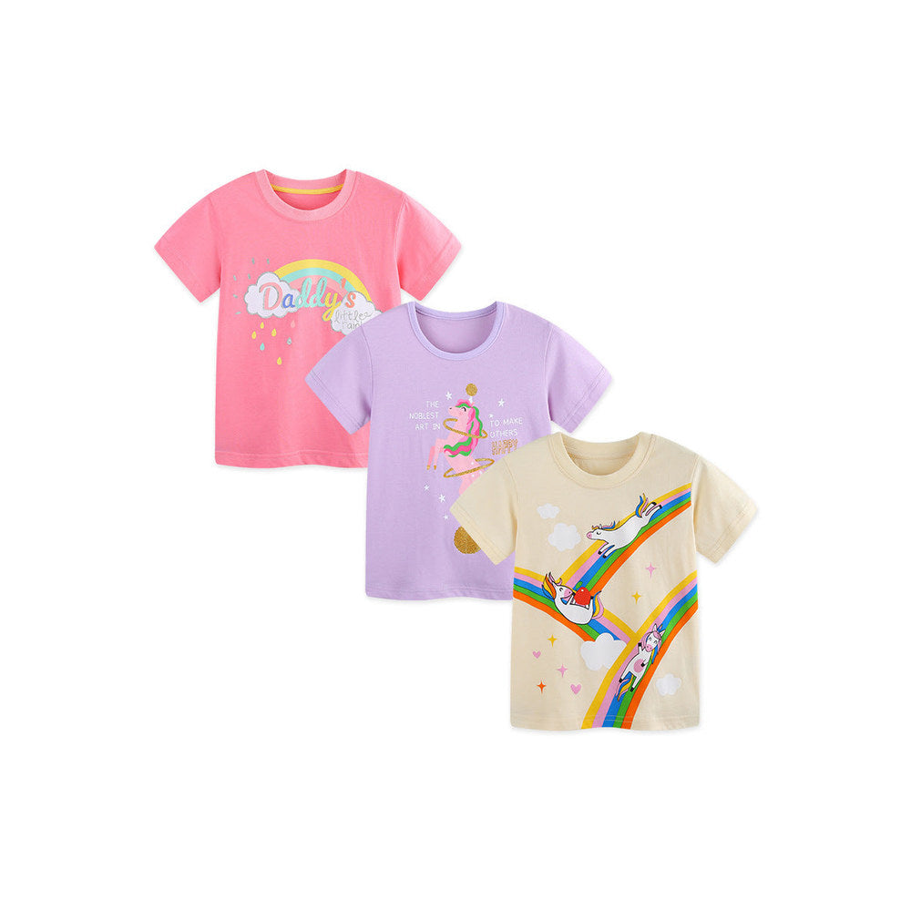 MyKids-USA® Baby Kids Letters and Animals Cartoon Pattern T-shirt Clothing Set for Girls