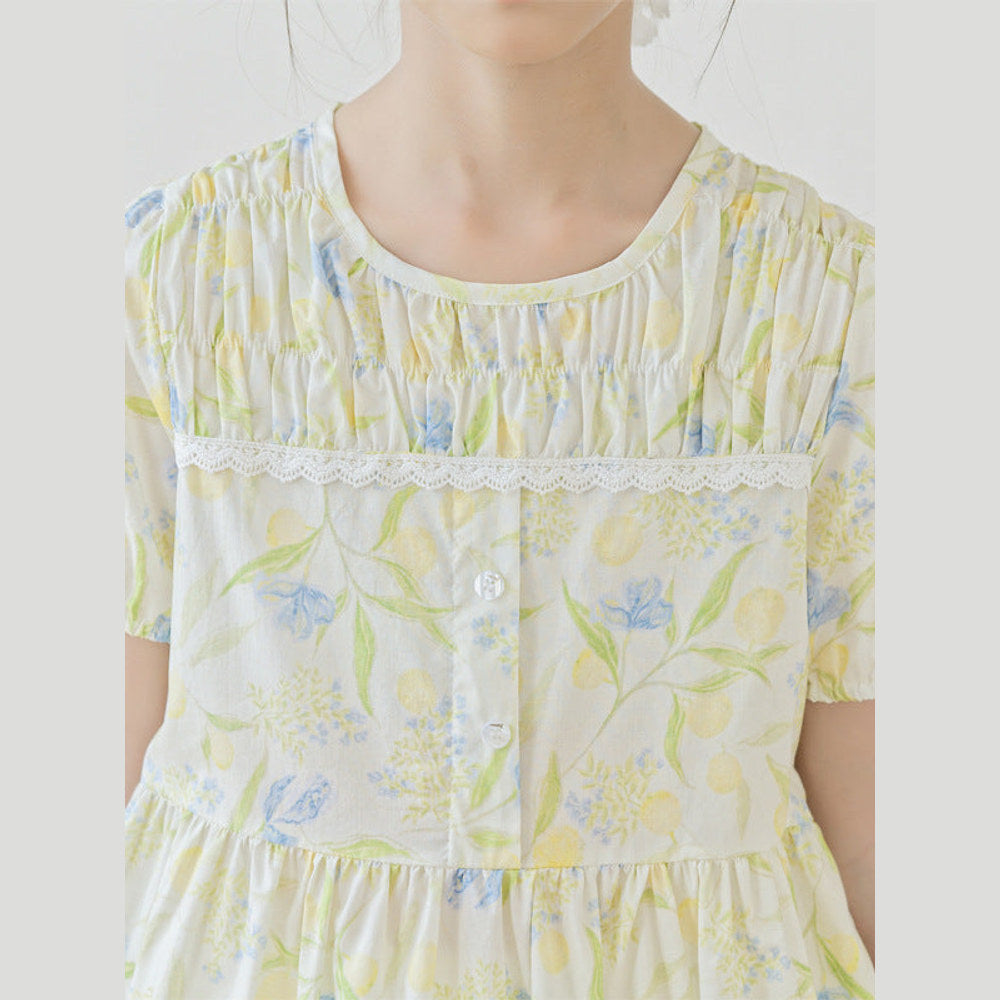 MyKids-USA® Short Sleeves Floral Design Dress for Stylish Girls