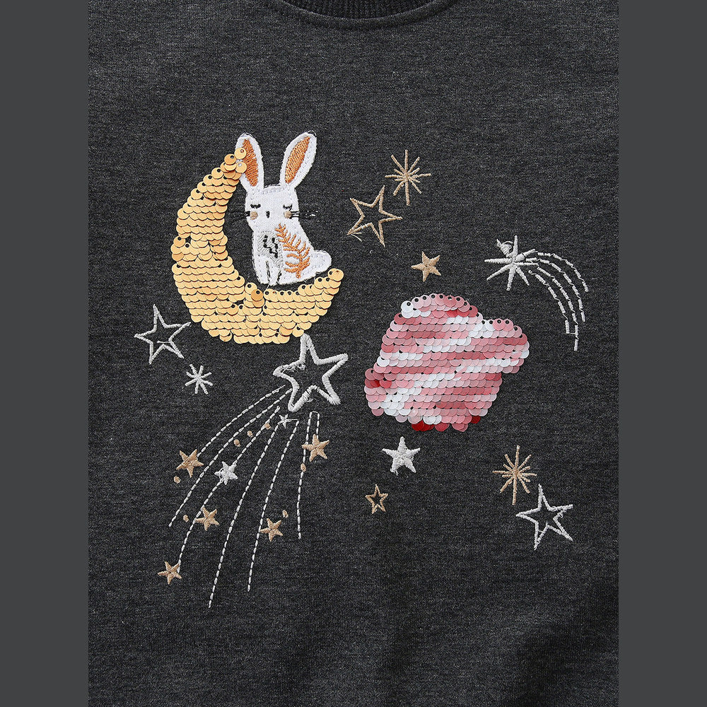 MyKids-USA® Sequins Cartoon Pattern Long Sleeves Pullover for Stylish Girls