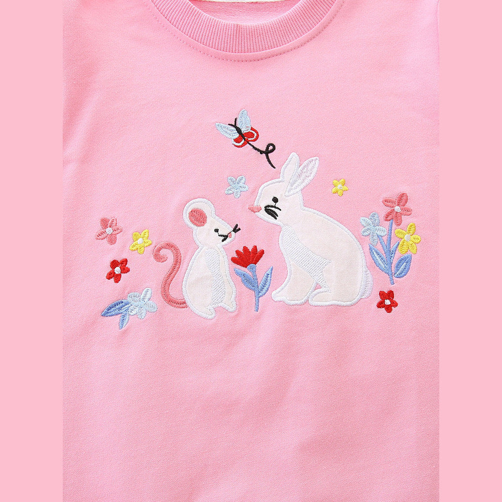MyKids-USA® Rabbits Cartoon Pattern Long Sleeves Pullover for Stylish Girls