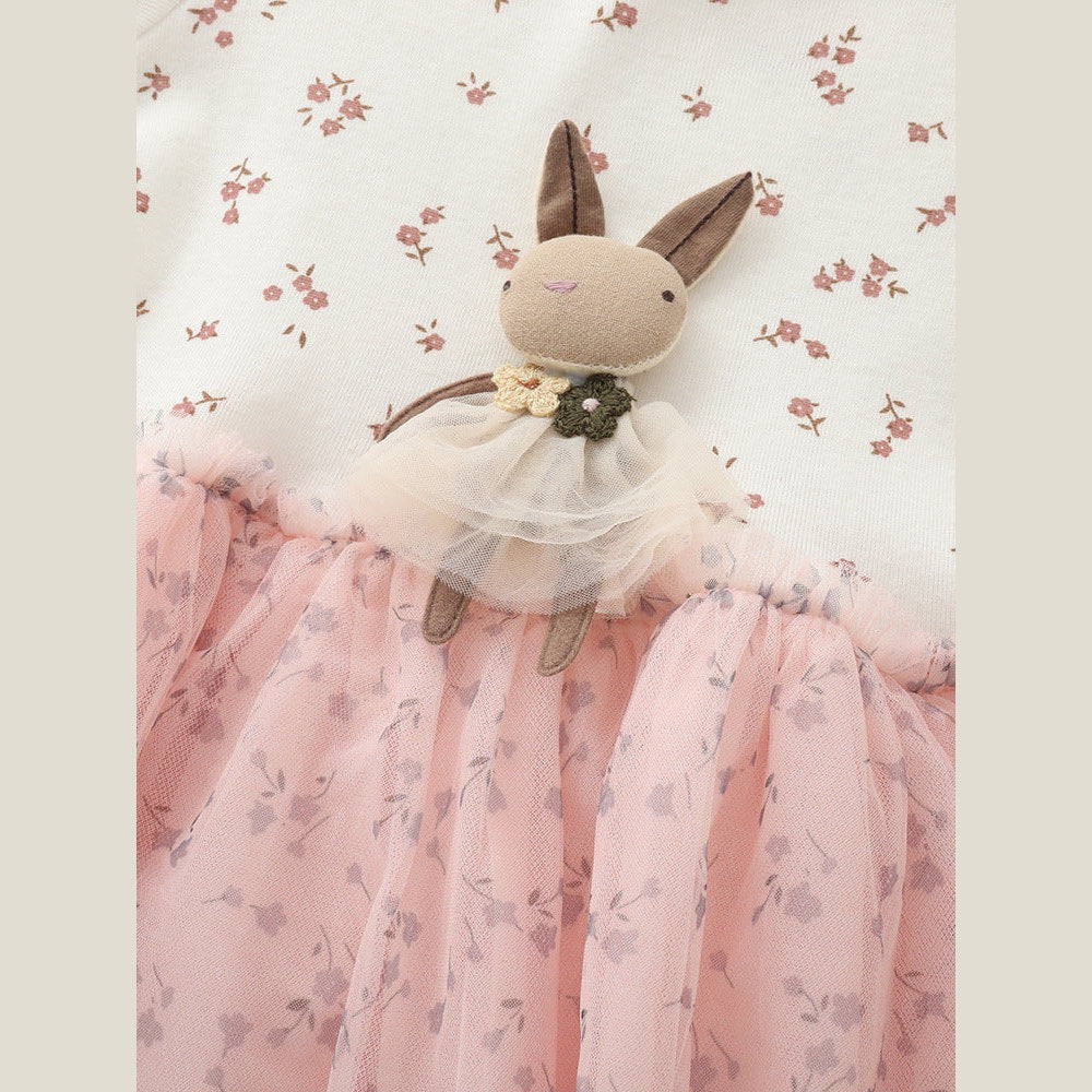 MyKids-USA® Baby Kids Girls Short Sleeves Flowers Pattern Color Patchwork Tulle Dress