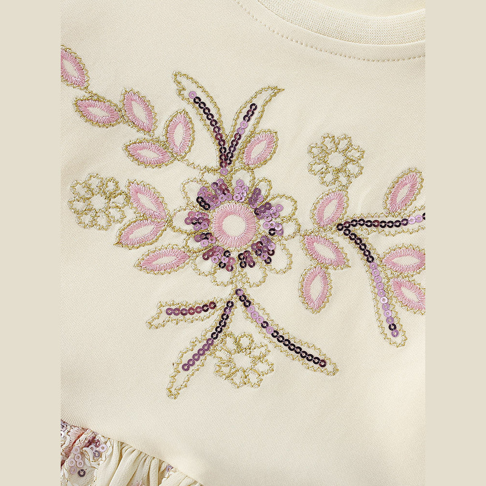MyKids-USA® Baby Kids Girls Short Sleeves Sequins Flowers Pattern Dress