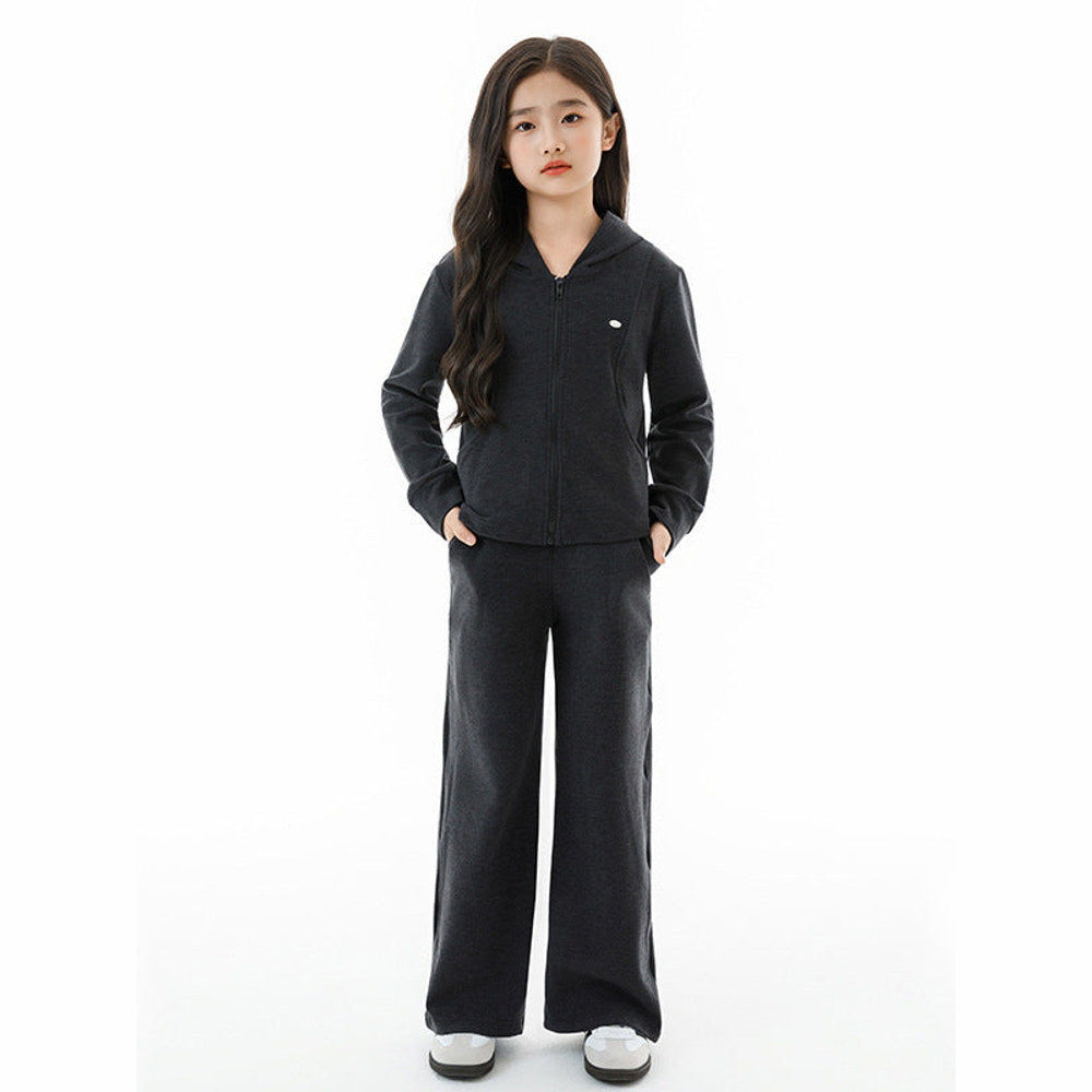 MyKids-USA® Kids Girls Long Sleeves Plain Zip-up Hoodie and Black Pants Clothing Set