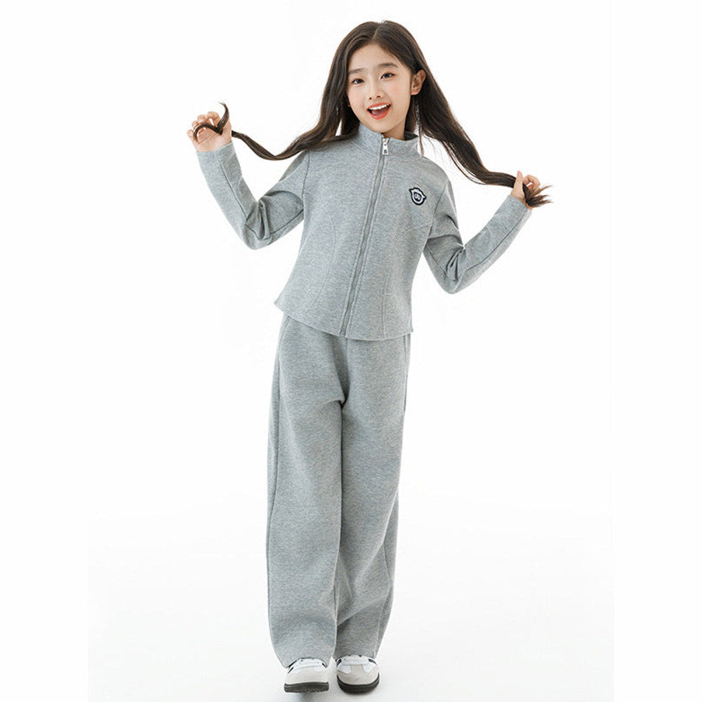 MyKids-USA® Kids Girls Long Sleeves Preppy Pattern Coat and Plain Pants Clothing Set