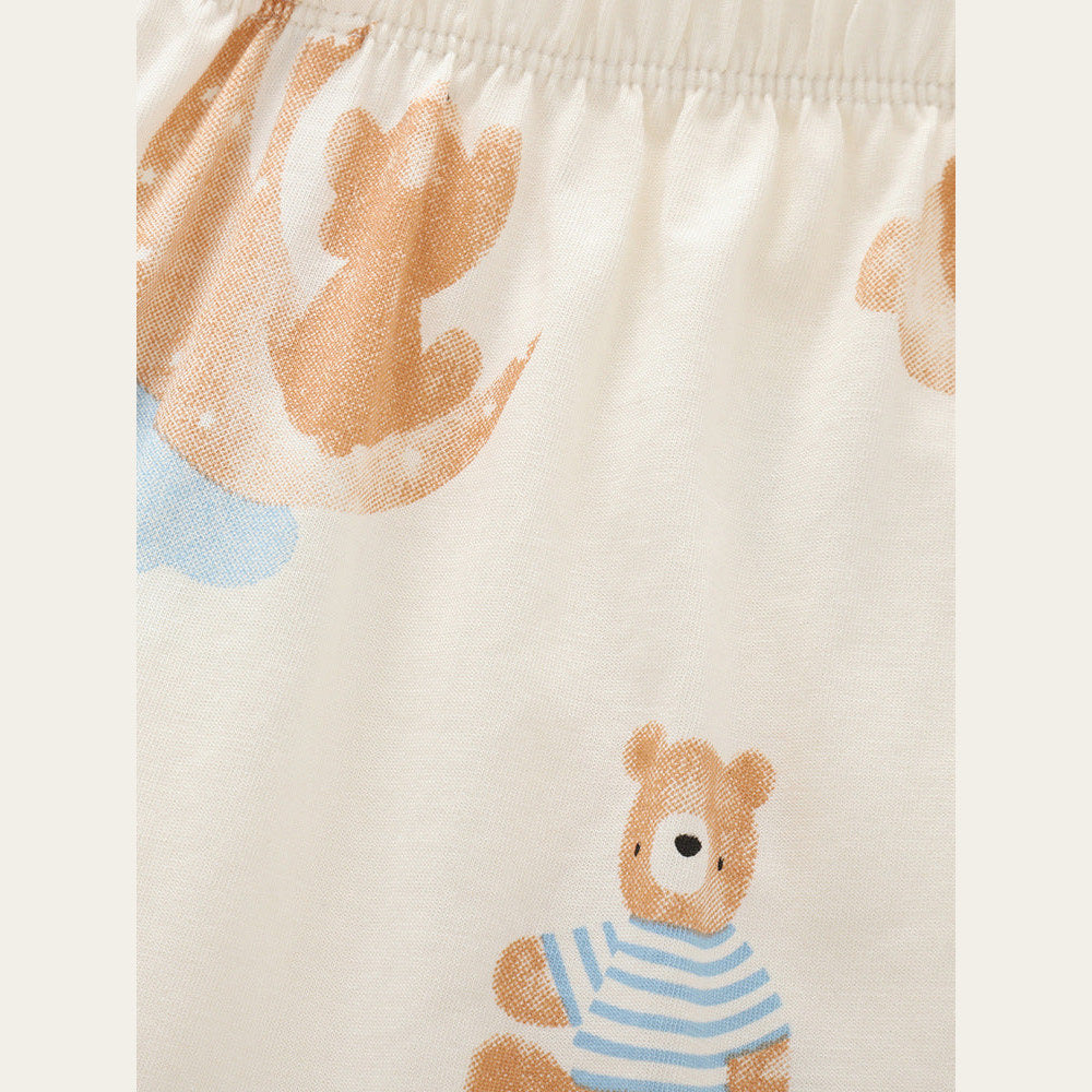 MyKids-USA® Arrival Summer Baby Kids Boys Short Sleeves Teddy Bear Cartoon Pattern T-shirt and Shorts Clothing Set