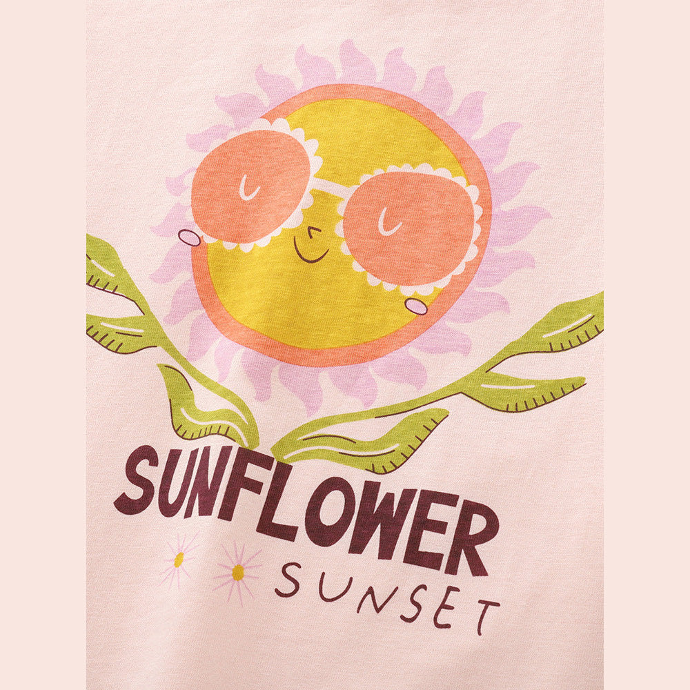 MyKids-USA® Arrival Summer Baby Kids Girls Short Sleeves Flowers Cartoon Pattern T-shirt and Striped Shorts Clothing Set
