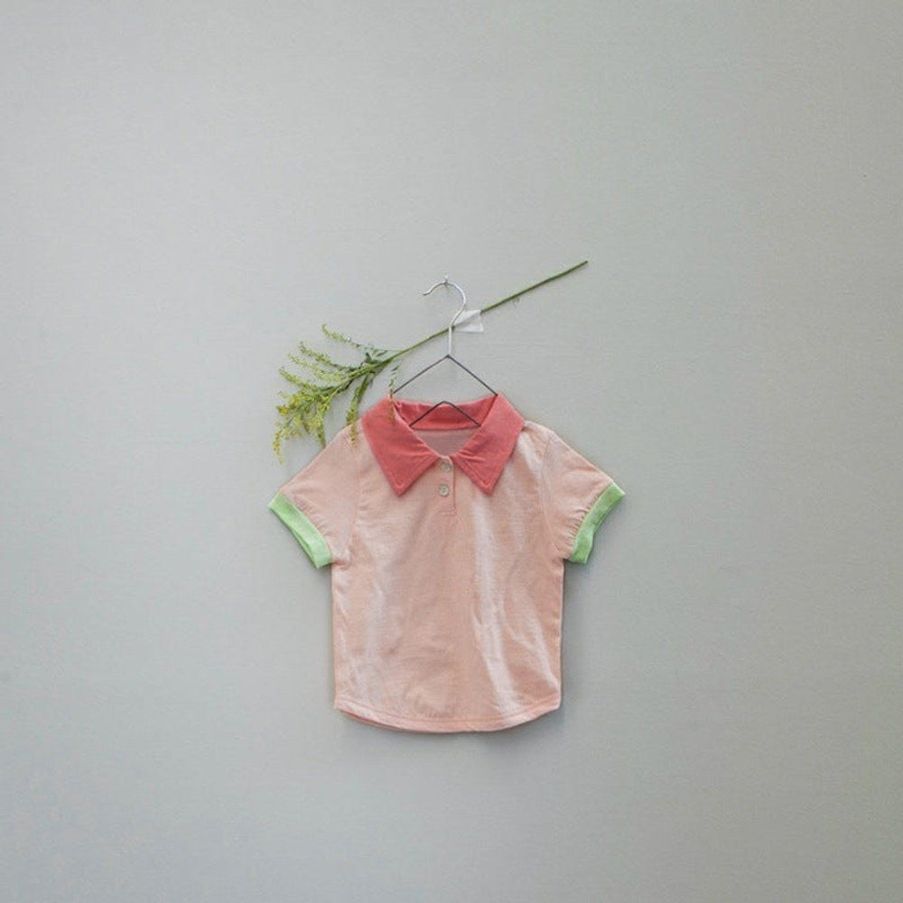 Design Summer Baby Kids Short Sleeves Color Patchwork Polo T-shirt