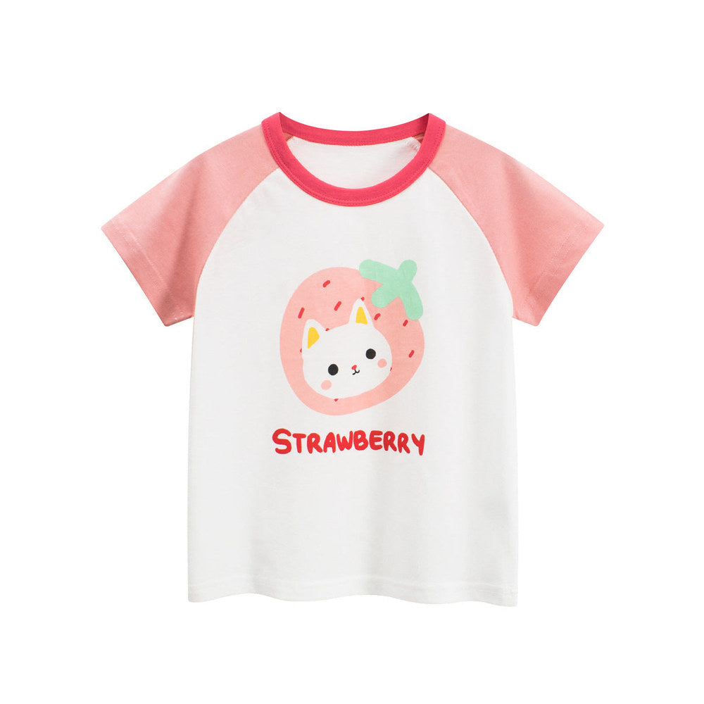 MyKids-USA® Summer Girls’ Cartoon and Letters Pattern T-shirt in European and American Style