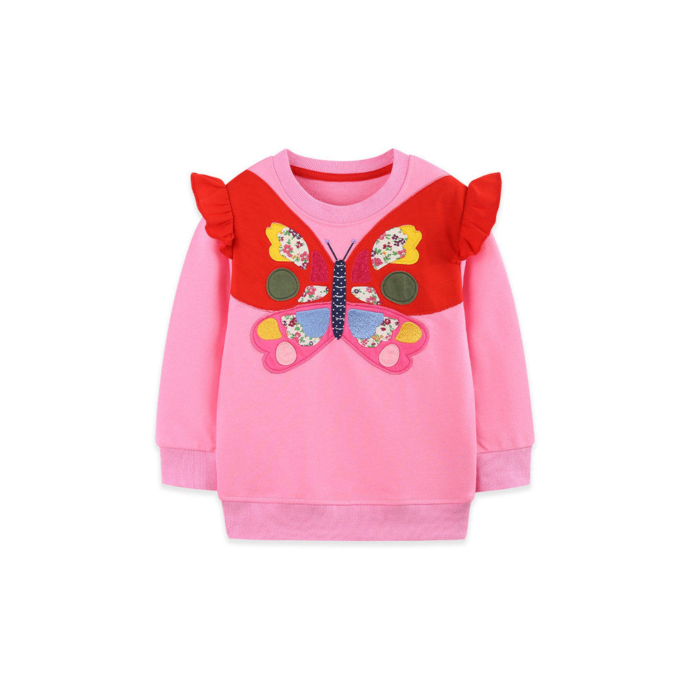 MyKids-USA® Autumn Arrival Kids Girls Butterfly Pattern Crew Neck Long Sleeves Sweatshirt