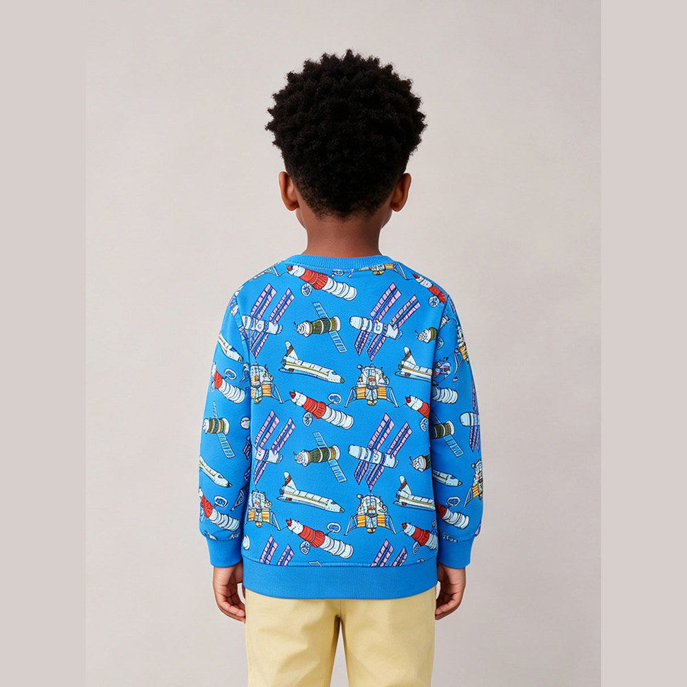 MyKids-USA® Autumn Arrival Kids Boys Space Ships Cartoon Pattern Crew Neck Long Sleeves Sweatshirt
