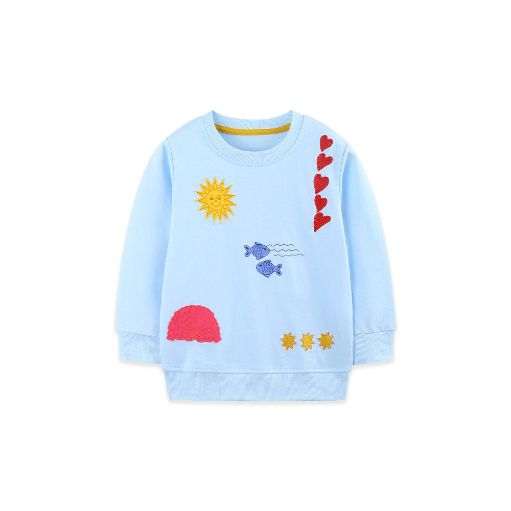 MyKids-USA® Autumn Arrival Kids Girls Cartoon Pattern Crew Neck Long Sleeves Sweatshirt